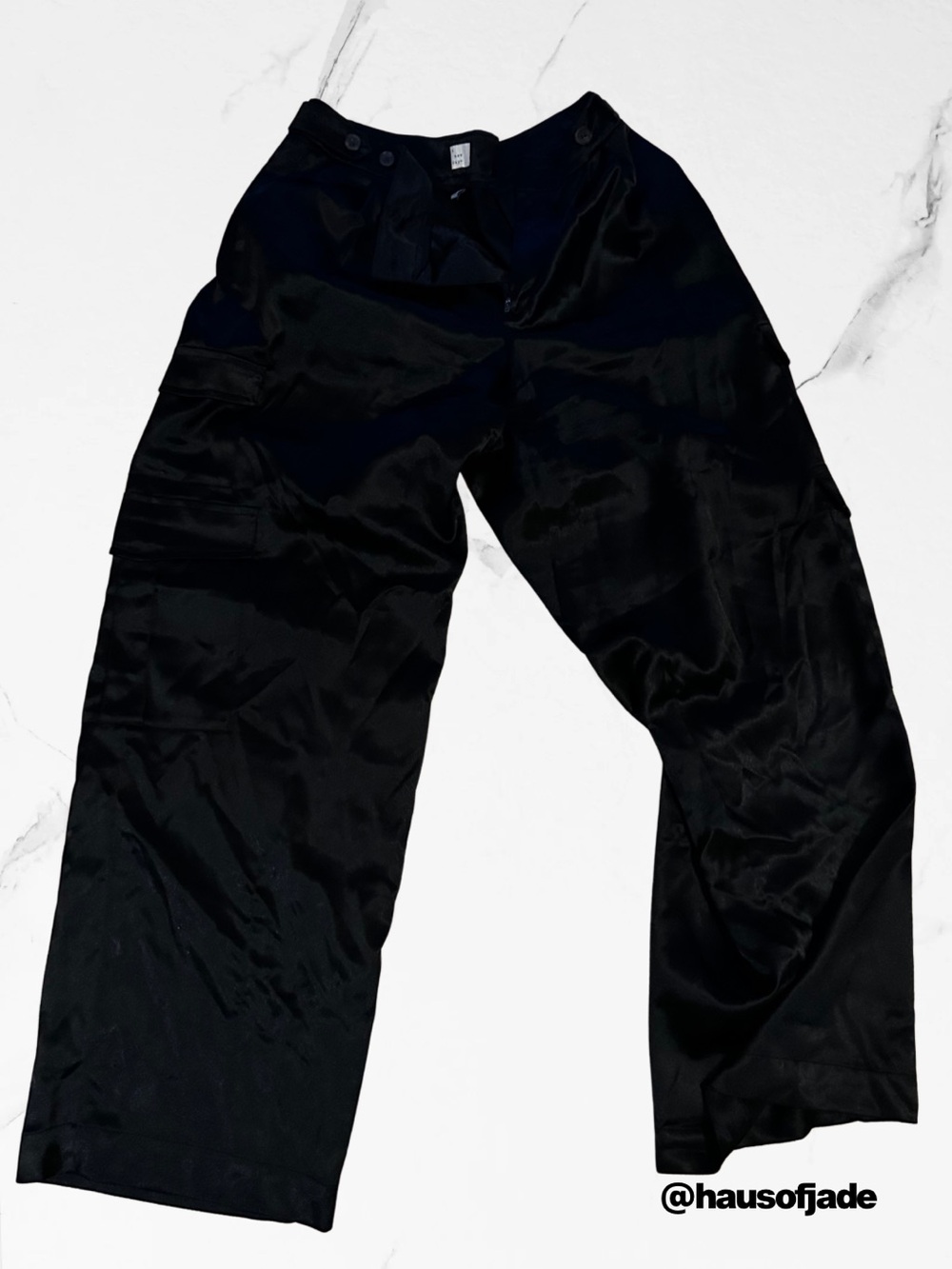 Satin Wide-Leg High-Rise Cargo Trousers